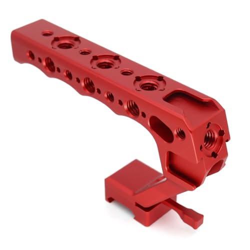 Image of NATO Top Handle, Quick Release NATO Grip with 4 Cold Shoe Adapters for DSLR Camera Cage, Universal Top Handle with 3 /8-16 and 1 /4-20 Thread Holes (Red)