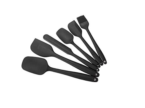 Kit de colheres escumadeiras e espatulas de silicone 6 peças (PRETO)
