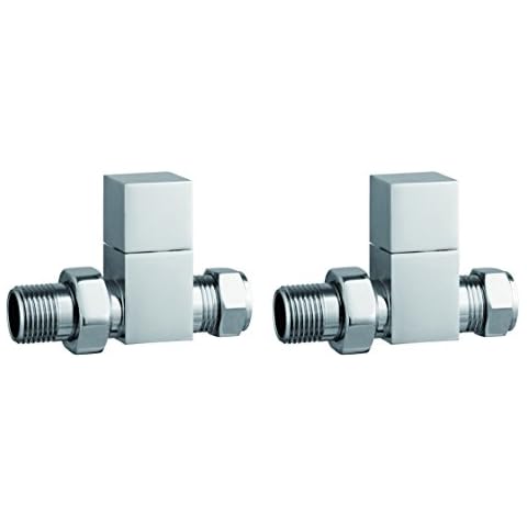 Keenware KRA-005 Square Radiator & Towel Warmer Straight Valves, Chrome Cover
