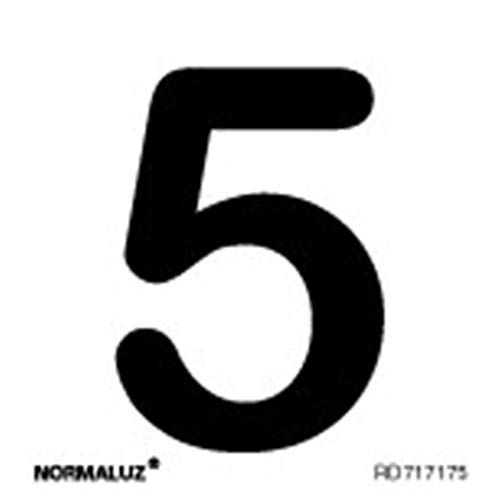 Normaluz Rd717175 - Señal Adhesiva Cuadrada Número 5 Acero Inoxidable Adhesivo 0,8 Mm 5X5 Cm