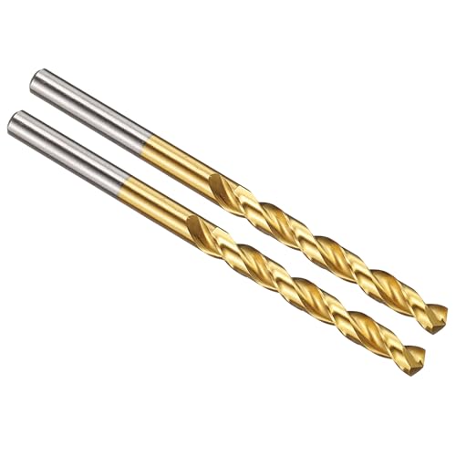 PATIKIL 5mm Drill Bit, M42 8% Cobalt High-Speed Steel Jobber Straight Shank 135° Titanium Nitride (TiN) Coated for Hard Metal Stainless Steel - 2 Pack