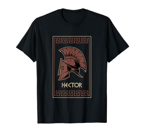 Ancient Hellas Mythology Unisex-Adultos Camiseta Mitología Griega-Troya Gráfico de Casco Héctor Negro Talla Pequeña Manga Corta