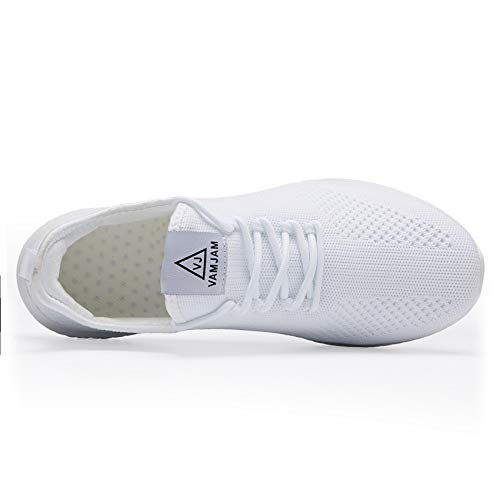 Lcgjr Men's Road Running Shoes Fashion Sneakers Lightweight Walking Shoes Breathable Mesh Workout Casual Shoes Non Slip Tennis Outdoor Travel White Size 12 #TOP4