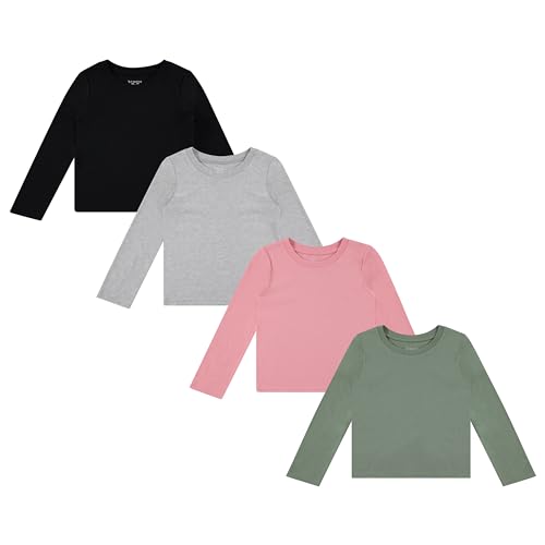 Image of BTween Girls 4 Pack Long Sleeve Graphic T-Shirts Cotton Blend, Fun Vibrant Designs