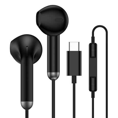 Ecouteurs Filaire USB C,Intra Écouteur USB C Casque avec Micro pour iPhone 17 16 15 Pro Max,Écouteurs Filaire Audio Type C pour Samsung Galaxy S26 Ultra S25...