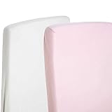 cuna funcional rosario 100% algodón. 2 x cama cuna 100% algodón Jersey Sábana Bajera ajustable de 140 cm x 70 cm, 1 x blanco y 1 x Color Rosa