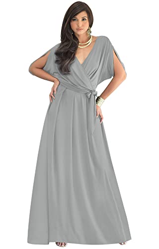 Image of KOH KOH Womens Long Semi-Formal Short Sleeve V-Neck Floor Length Maxi Dress Gown