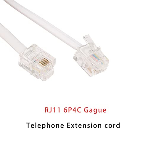 20-Foot Telephone Landline Extension Cord Cable Cord With Standard Rj-11 6P4C Plug (White 6M, 2Pack) #TOP1