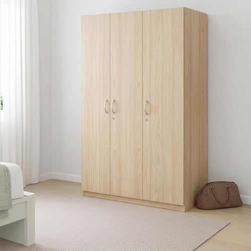 Image of Amazon Brand - Solimo Figma 3 Door Wardrobe | Almirah for Clothes | Wardrobe Organizer for Clothes | Multipurpose Almirah for Storage Bedroom | 120L x 45W x 180H CM | Brown