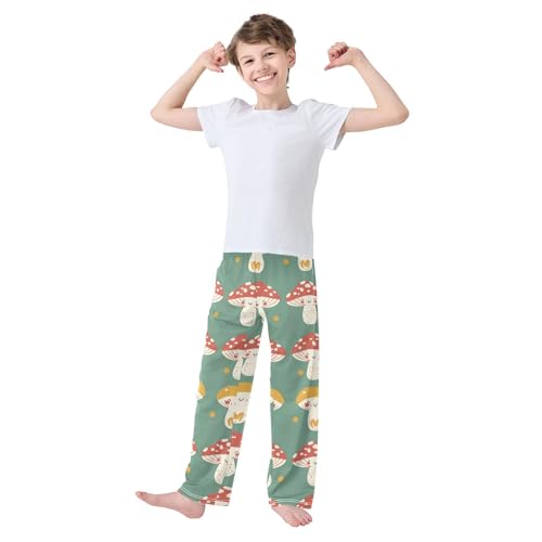 Mushroom Cute Teal Pajama Pants Long Sleep Pant Soft PJ Bottoms Sleepwear2