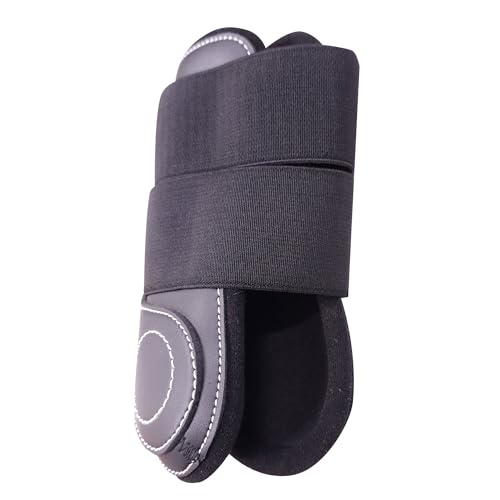 Image of Grewal Equestrian Black Synthetic Open Front Tendon Boots - Fetlock Boots