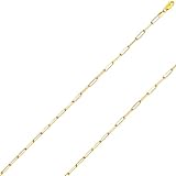 ITALIAN FASHIONS REAL Solid 14K Yellow Gold 1.50mm - 4.5mm Diamond-Cut Polished Capsule Paperclip Chain Link Chain Necklace with Lobster Claw | Multiple Lengths Available | Men Women | MADE IN ITALY (14K Solid Yellow Gold 1.5mm Diamond Cut, 16.0 Inches)