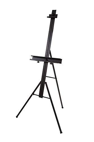 SoHo Aluminum Studio Artist Easel for Painting, Adjustable, Portable & Lightweight Sturdy Display Tripod, Holds Canvas Up to 46 Inches High - Black
