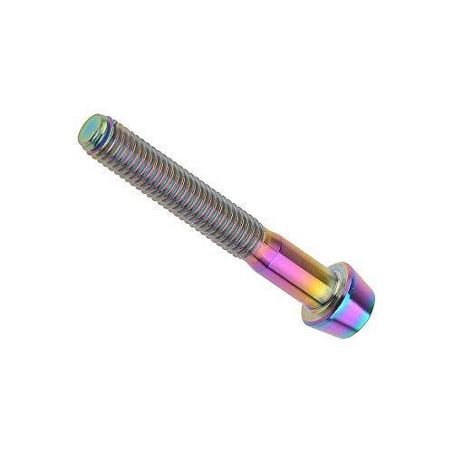 Image of Titanium Ti Bolt M5x9 16 18 20 25 30 35 40 45 50 55 60mm Tapered Head Screws Pack of 4 (M5x35mm, Ranibow)