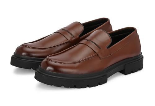Image of MASSARI Premium Vegan Leather Upper Loafers for Men | Chunky Sole Formal Loafers