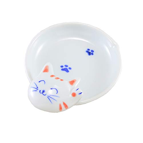 お玉立て 有田焼 波佐見焼 猫お玉立て(赤) 便利 ネコ 猫柄|和食器 陶器 三階菱