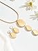 JWIGP Statement Necklace and Earrings Set – 2PCS Gold Silver Chunky Geometric Pendant Jewelry with Snake Chain, Asymmetrical Ellipse Y-Necklace Metallic Fashion Jewelry for Women (Gold)