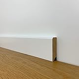 24 m Trevendo Sockelleiste Massivholz weiß lackiert gefast cube modern 16 x 58 x 2400 mm