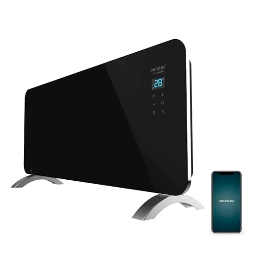 Cecotec Radiador Eléctrico Bajo Consumo Ready Warm 6770 Crystal Connection. Wifi, 2000 W, Termostato Regulable, Temporizador, Soporte de pie, Protección sobrecalentamiento, Negro
