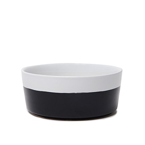 Waggo Dipper Ceramic Dog Bowl For Small And Large Breeds - Heavyweight And Durable Pet Food And Water Dish Crock, Dishwasher Safe, Modern (Black, Medium) #TOP17
