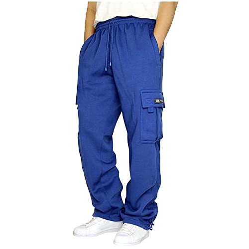 Men's Heavyweight Fleece Cargo Sweatpants Elastic Waist Athletic Pants Baggy Workout Jogger Trousers 2025 Fall Winter3