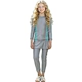 Girls Long Sleeve Rash Guard with Skirted Pants Tankini Swimsuit 2 Pieces Bathing Suit Swimming Cap for 2-13 Years