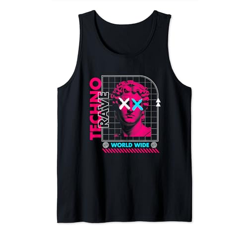 Festival de música techno Hardstyle Rave Outfit Estatua Camiseta sin Mangas