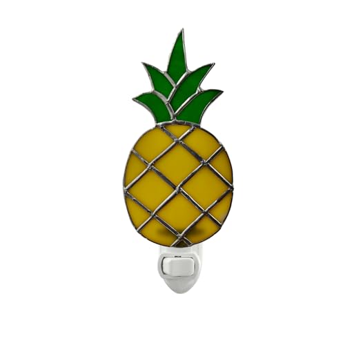 Image of CHEZBABY Stained Glass Night Light Plug into Wall Accent Nightlight Lamp Decorative for Hallway Bedroom Kitchen Home Decor(Pineapple)
