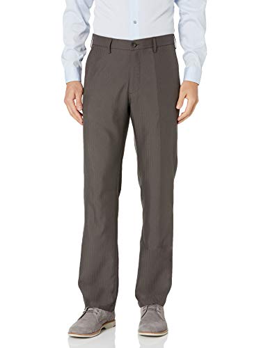 Haggar Men's Performance Herringbone Straight-Fit Plain-Front Slack