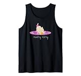 Kitty con bolas de lana que juegan sobre una alfombra. Camiseta sin Mangas