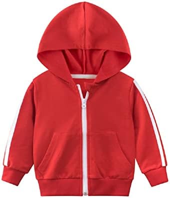 IESSRA Boys Girls Zip Up Hoodies Toddler Baby Hoodie Red 5T Casual Sold Long Sleeve Sweatshirts Tops With Pocket For Kids 2-7 Years