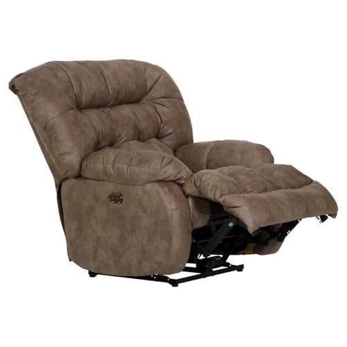 Sillón reclinable eléctrico tela poliéster marrón miniatura 6