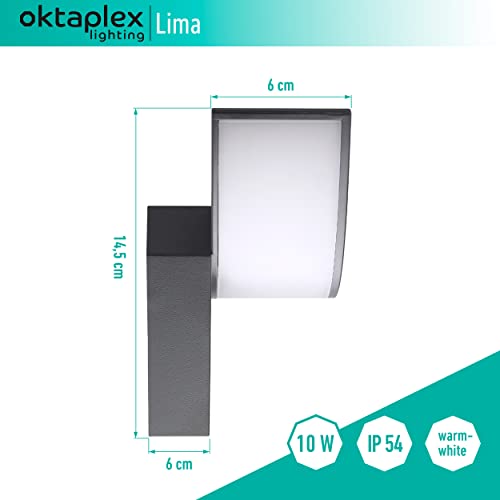 Applique exterieure LED 3000K Lima Oktaplex 10W anthracite