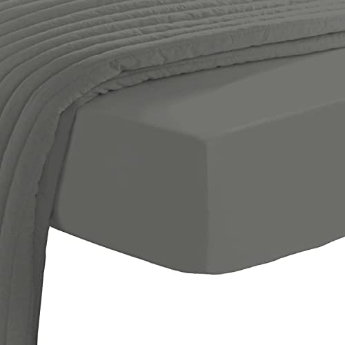 Pizuna Luxury Cotton Emperor Fitted Sheet 180x200 cm Dark Grey, 800 Thread Count Crisp Luxury 100% Long Staple Cotton Sateen Weave Deep Pocket Sheet Fits 40cm (Fitted Sheet - 1PC)
