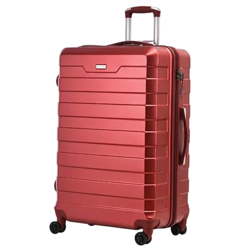 RMW Suitcase Large Medium Cabin Size | Hard Shell | Lightweight | 4 Dual Spinner Wheels | Trolley Luggage Suitcase | Hold Check in Luggage | TSA Combination Lock (Red Wine, Cabin 20") option