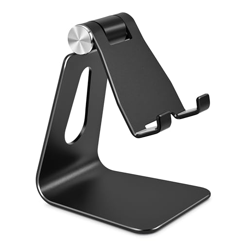 Bidponds Support de téléphone portable réglable en alliage d'aluminium, support de téléphone de bureau en métal, support pour smartphone, noir