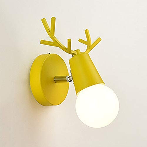 Lyghtzy Nordique Moderne Conception Réglable Cerf Antlers Forme Applique Murale en Fer Forgé Chambre De Lecture Applique Murale Chambre Enfants E27 (Jaune) Cover