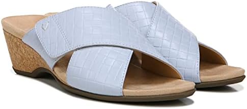 Vionic Women's Paradise Leticia Open toe Leather and Jute Wedges - Supportive Ladies Casual Fashion Slide Wedge That Include Three-Zone Comfort with Orthotic Insole Arch Support, Blue Haze 7.5 Medium | Image 1