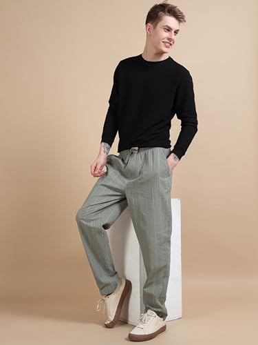 Image of StitchX Men's Airport Look Textured Seersucker Cotton Jogger Trousers S-4XL