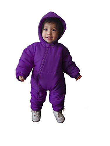 Macacão Acolchoado Bebê Capuz Frio Intenso Inverno Tamanho:G (6-9 MESES);Cor:Roxo