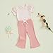 Demdzq Toddler Baby Girl Summer Clothes Striped Ruffles Short Sleeve T-Shirt Top Elastic Flare Pants Infant Spring Clothes (Cute Pink, 2-3T)