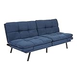 Mainstay' Wooden Frame Memory Foam Split seat and Back Futon with Christmas Bundle, Blue Suede