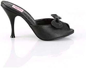 Pin Up Couture Women's MONROE-08 Flared Heel Slide Black 9 | Image 4