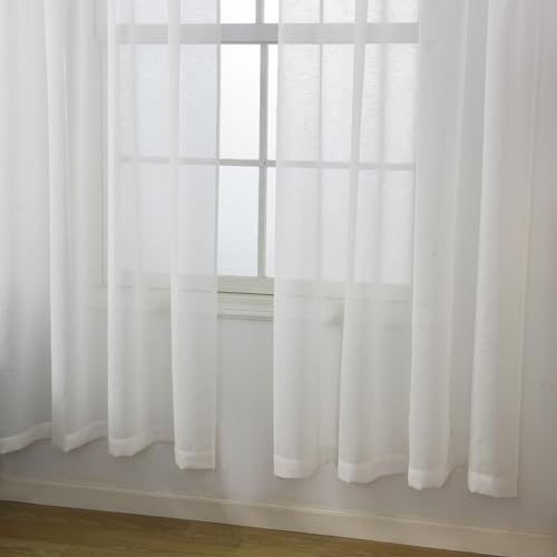 Aquazolax Linen White Curtains 230cm Drop Extra Long Rod Pocket Textured Fabric Privacy Curtain for Kitchen/Living Room Windows - Image 3