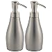 mDesign Liquid Hand Soap Dispenser Pump Bottle for Kitchen, Bathroom | Also Can be Used for Hand Lotion & Essential Oils - Pack of 2, Brushed Stainless Steel