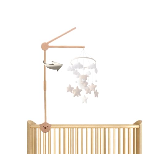 HB.YE Wooden Mobile Crib Holder 32 Inch Crib Holder Wood Arm Baby Crib Attachment for Nursery Decor Mount Bed Bell Wooden Holder
