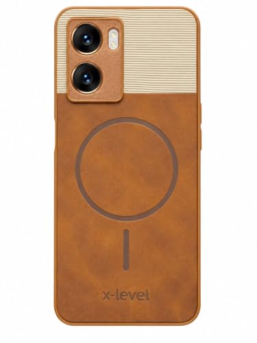Image of Bintage Mac Safe Design Hard Slim Back Case | Soft Border Camera Protect | Dual PU Leather Finish Back Cover Compatible for OnePlus Nord N20 SE 5G - White & Brown