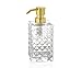 ANDREA HOUSE - Dispensador de baño de Vidrio Estilo Vintage con dosificador Dorado 7x7x16cm