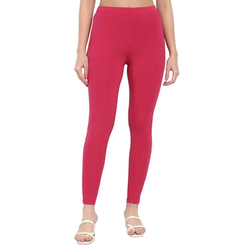 Image of ONE SKY Women Full Length Leggings | Cotton Modal Spandex Blend | High Waist Stretchable & Bio-Washed Fabric | Colour-Lock Technology | Comfortable Leggings for Women