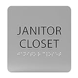ADA CENTRAL SIGNS - 6' X6' Janitor Closet Sign - ADA Compliant Tactile Graphics Grade 2 Braille Text Acrylic...